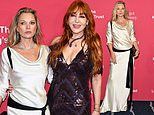 Kate Moss, 50, stuns in a shimmering silver gown as she joins close ...