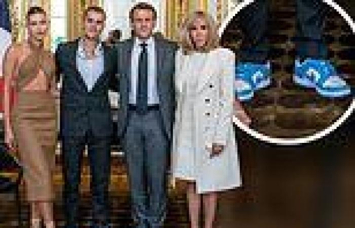 Justin Bieber and wife Hailey meet with Emmanuel Macron and wife Brigitte in ...