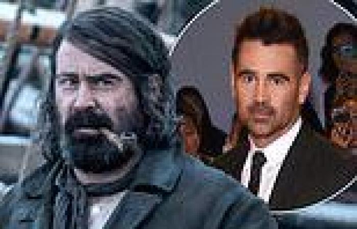 Colin Farrell looks unrecognisable with long dirty hair and an overgrown bushy ...