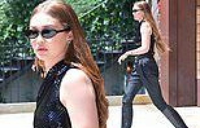 Gigi Hadid channels her inner Matrix as she steps out in an edgy all black ...