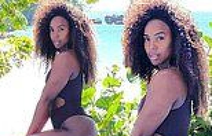 Kelly Rowland is ever the sizzling singer as she wears a one-piece swimsuit ...
