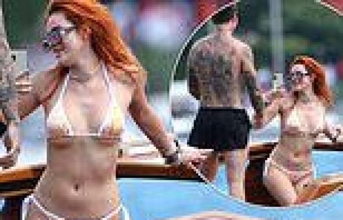 Bella Thorne sizzles in string bikini as she cruises around Lake Como with ...