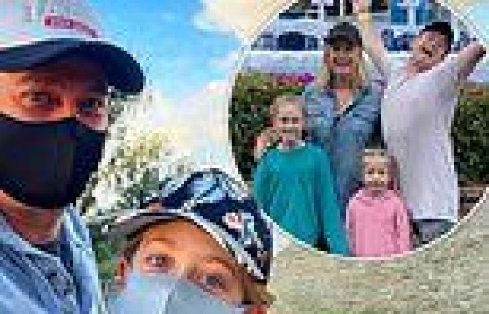 Grant Denyer enjoys a Covid-safe walk with his daughter Sailor