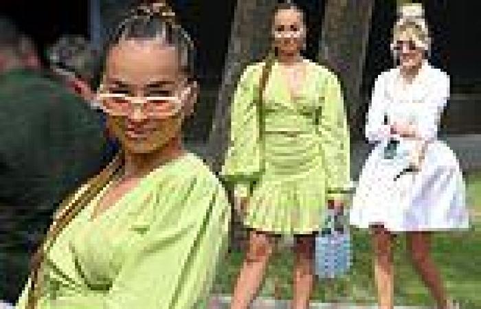 Ella Eyre fashionista in green while Ashley Roberts sports tennis whites to ...