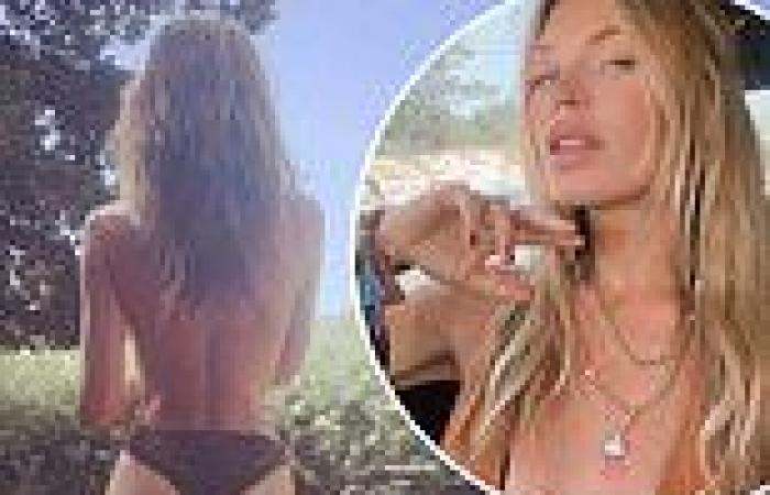 Abbey Clancy displays her jaw-dropping figure as she poses topless in black ...