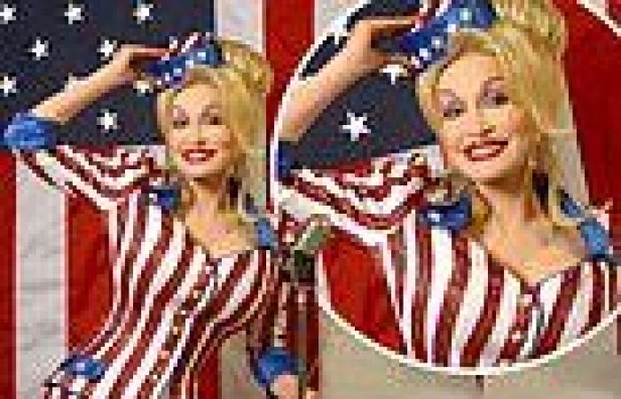 Dolly Parton poses in patriotic red, white and blue outfit as she wishes ...