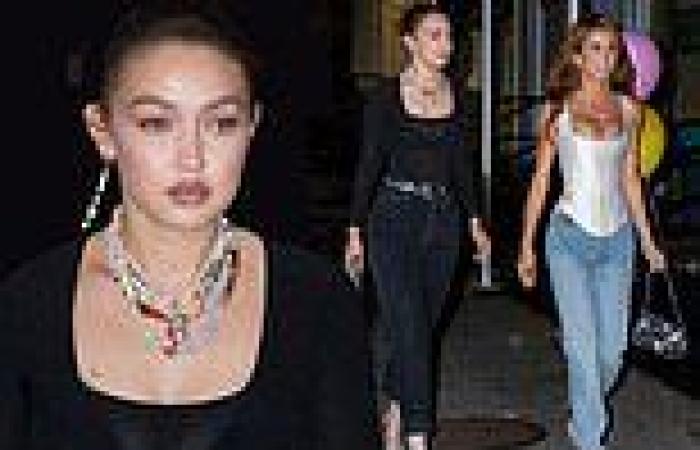 Gigi Hadid puts on a head-turning display as she flashes her bra in sheer black ...