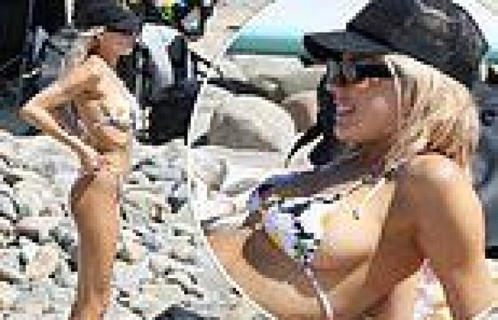 Charlotte McKinney turns up the heat in a stunning patterned bikini as she ...