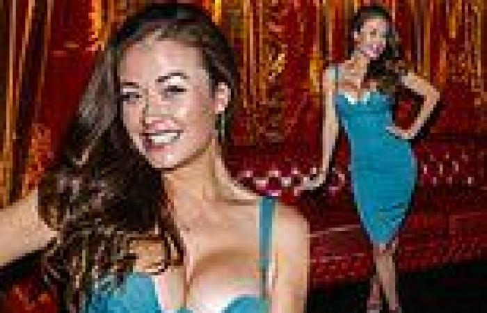 Actress Jess Impiazzi looks stunning in VERY busty teal midi dress at Proud ...