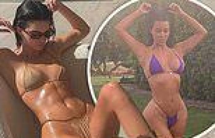 Kim Kardashian rocks the same skimpy bikini as model half-sister Kendall Jenner