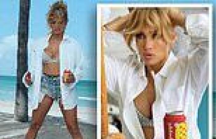 Jennifer Lopez sports a sparkling bikini top and shorts in BTS clip from Cambia ...