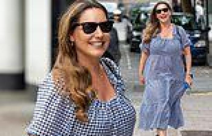 Kelly Brook looks effortlessly stylish in a gingham maxi dress