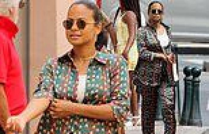 Christina Milian cuts a stylish figure in a green silk co-ord as she heads out ...