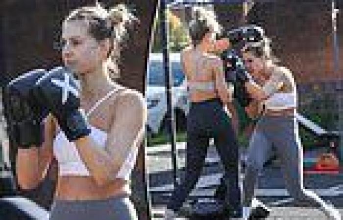 Laura Dundovic shows no mercy during an outdoor boxing session in Sydney