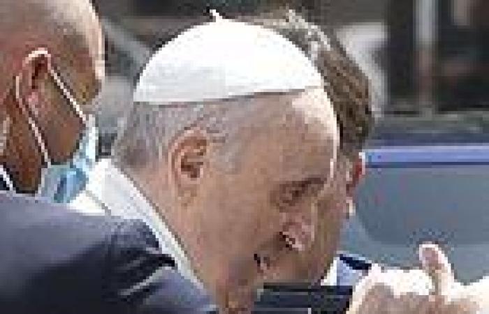 Pope Francis, 84, pictured leaving hospital in Rome ten days after major colon ...
