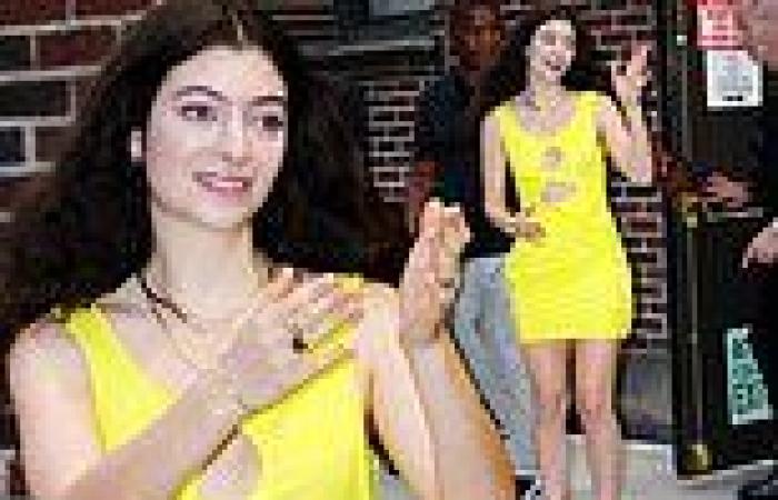 Lorde stuns in a yellow mini dress as she leaves The Late Show with Stephen ...