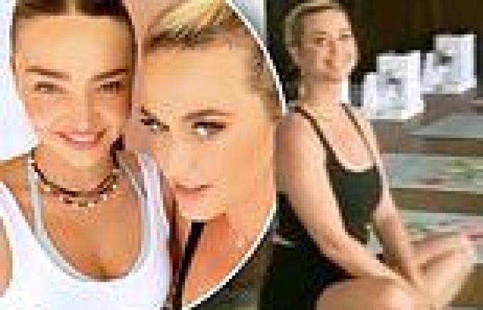 Katy Perry and Miranda Kerr hug after her 'first time' doing yoga since ...