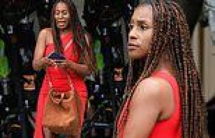 Issa Rae rocks  red mini-dress and waist-length braids in LA after scoring her ...