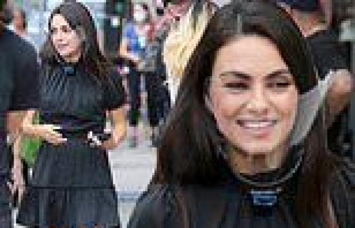 Mila Kunis wears a face shield on film set in Toronto
