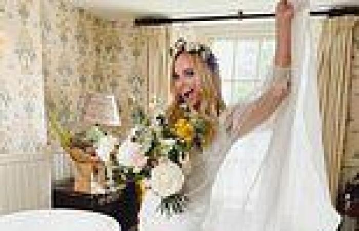Emma Bunton offers the best glimpse of her thigh-skimming wedding dress yet as ...