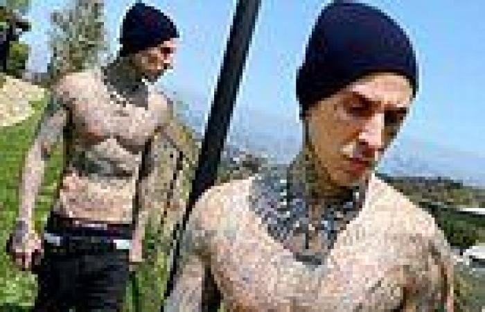 Travis Barker shares a shirtless snap after sparking wedding rumors with ...