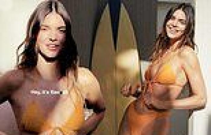 Kendall Jenner sizzles in an orange string bikini for her limited-time capsule ...