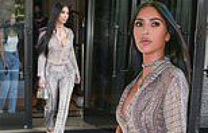 Kim Kardashian embraces her curves in sexy croc-skin patterned top and matching ...