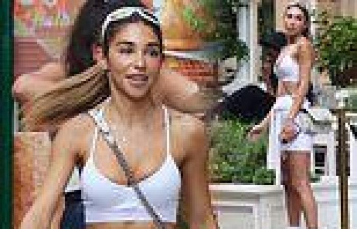 Chantel Jeffries shows off her gym-honed physique in a skimpy white two-piece
