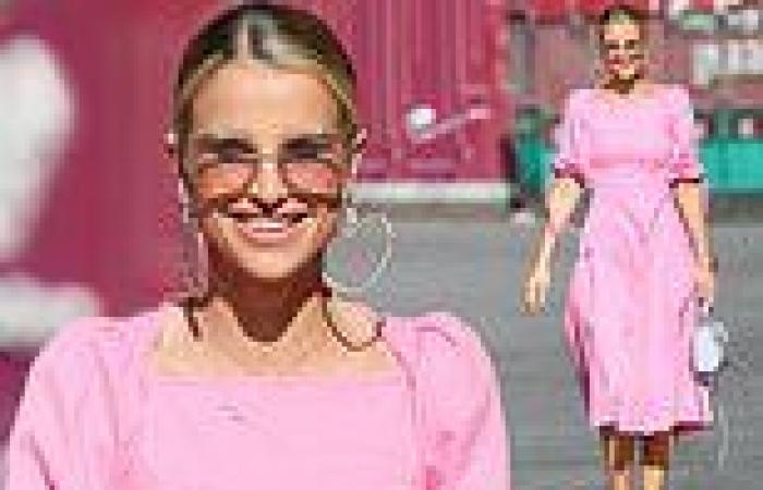 Vogue Williams wows in a baby pink dress