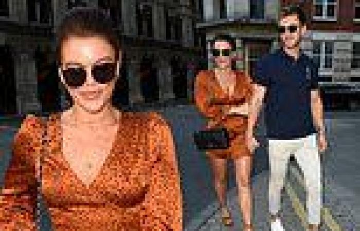 Faye Brookes displays impressive tan as she steps out in cute bronze playsuit ...
