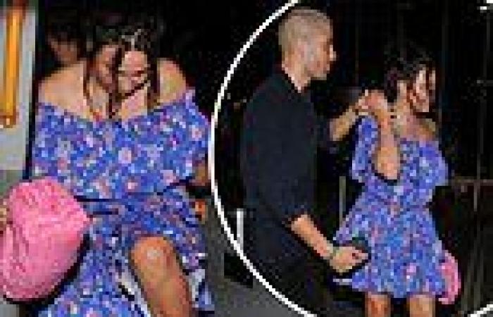 Stacey Giggs looks giddy as she leaves Freedom Day party with The Wanted's Max ...