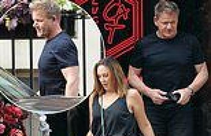 Gordon Ramsay dons a black T-shirt as he leaves his Lucky Cat restaurant with a ...