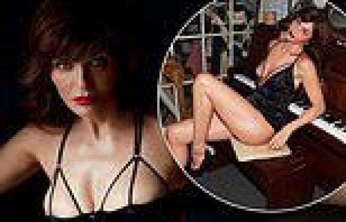 Helena Christensen, 52, sizzles in black satin lingerie as she lounges on a ...