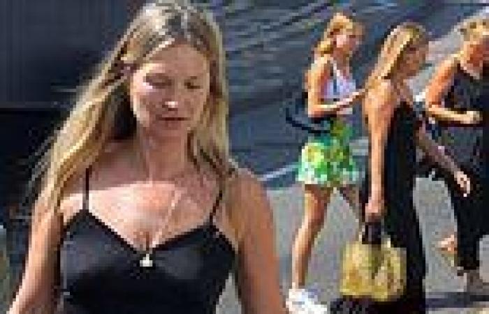Kate Moss, 47, looks radiant in a black maxi dress as she joins daughter Lila ...