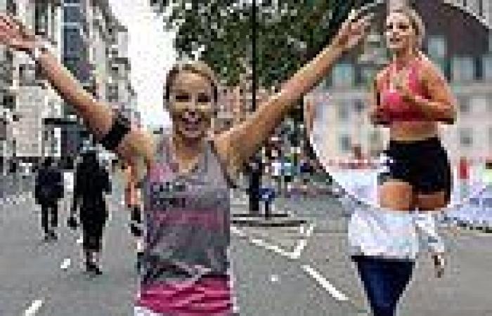 Katie Piper is in high spirits as she completes the Asics London 10k run for ...