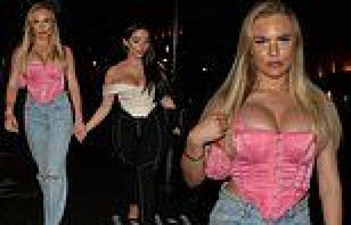 Kelsey Stratford puts on eye-popping display in plunging corset on night out ...