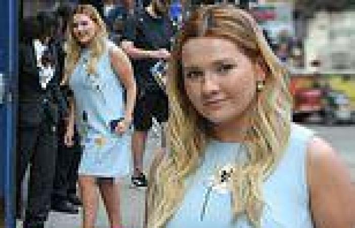 Abigail Breslin, 25, is summertime chic in eggshell blue floral dress as she ...