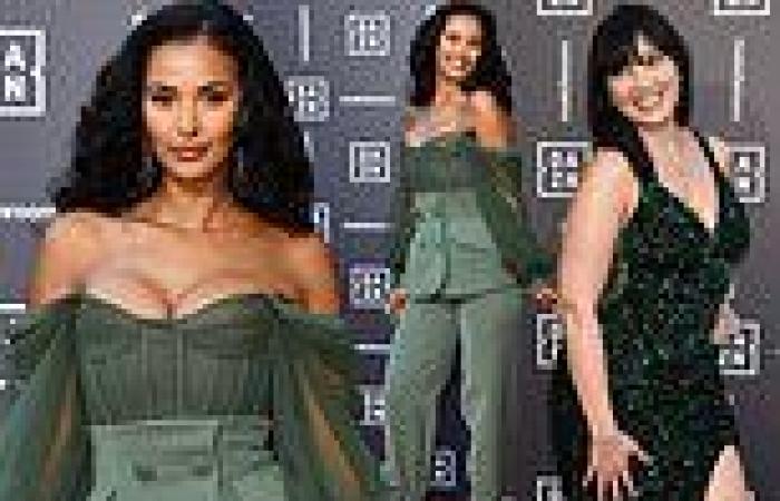 Maya Jama pours curves into a busty khaki corset as Daisy Lowe dons sparkling ...