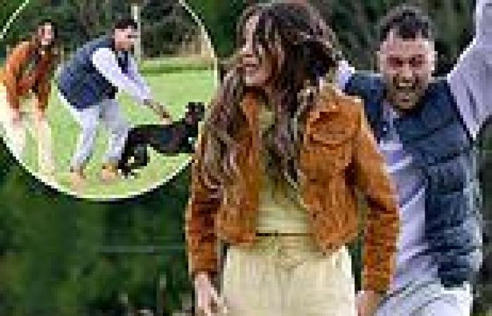 Michelle Keegan jumps for joy as she films exciting Brassic 4 scenes