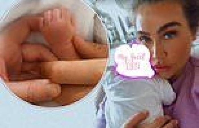 New mum Lauren Goodger shares a selfie with newborn baby Larose after giving ...