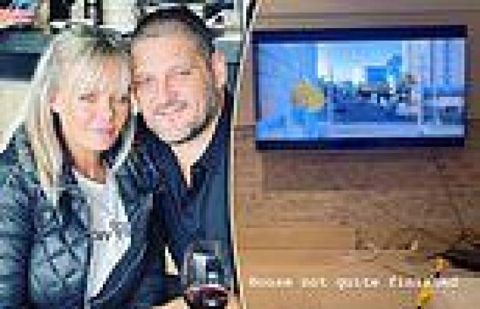 Brendan and Alex Fevola watch TV in empty lounge room as they move back into ...