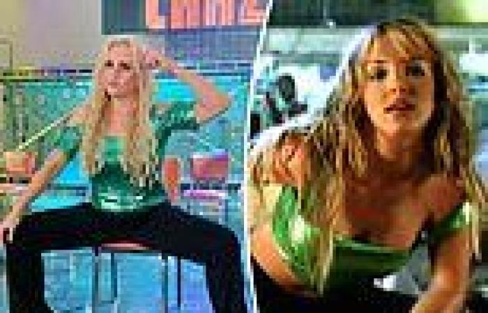 Rebel Wilson shows off her slim physique as she dresses up as Britney Spears