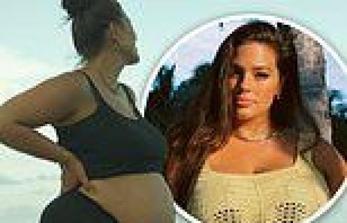 Ashley Graham shows off her growing baby 'bump, bump, bump' while staring at ...