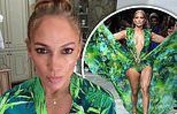 Jennifer Lopez channels THAT DRESS donning silky jungle robe during beauty ...