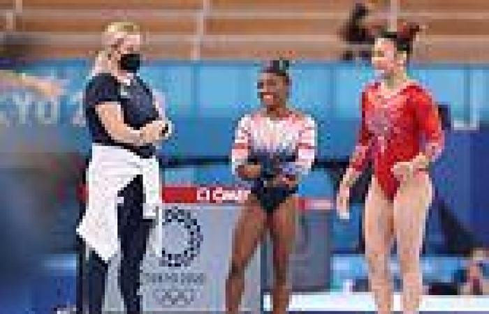 Simone Biles takes to the balance beam for a last training session before ...