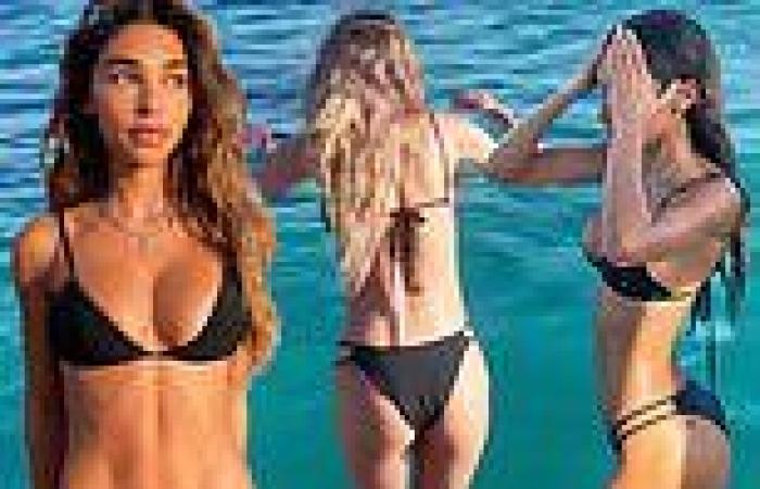 Chantel Jeffries flaunts her slender figure in a black string bikini
