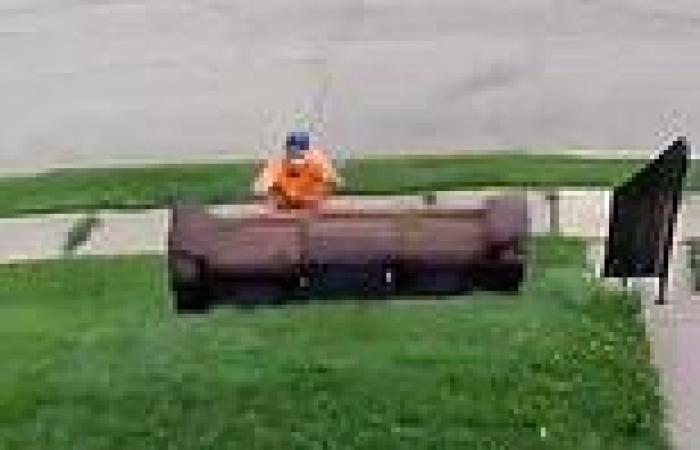 VIDEO: Man almost crushed by his couch rolling down a hill