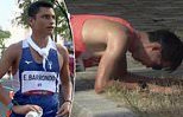 sport news Japan's Masatora Kawano VOMITS on himself and collapses to the floor before ...