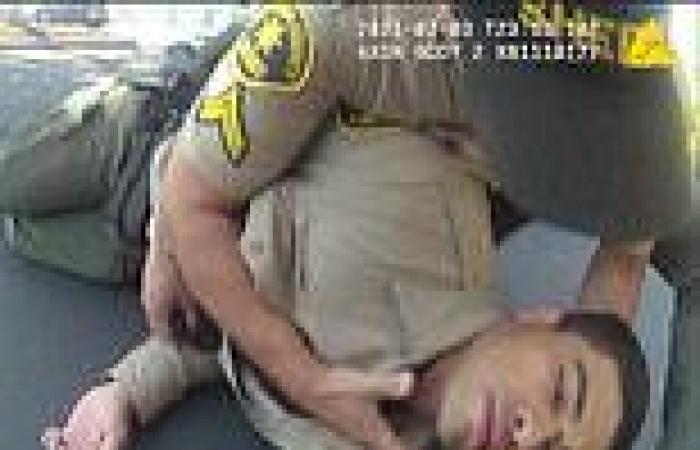 Shocking moment California deputy trainee collapses and nearly dies after being ...