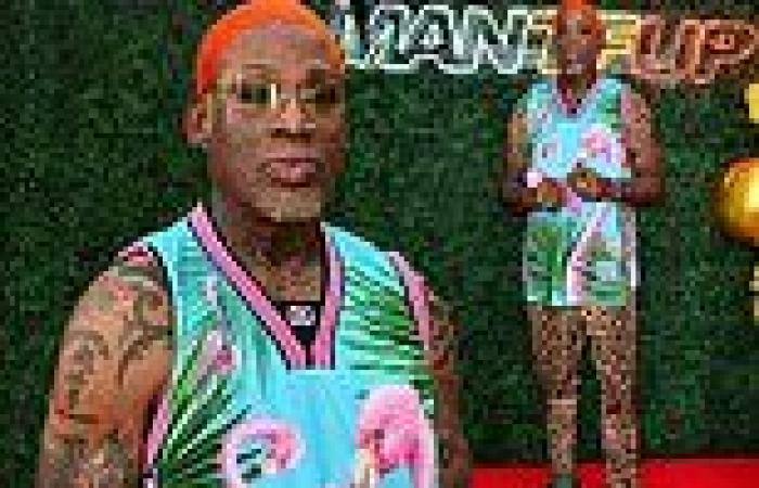 Dennis Rodman, 60, wears unmissable flamingo jersey to host testosterone ...